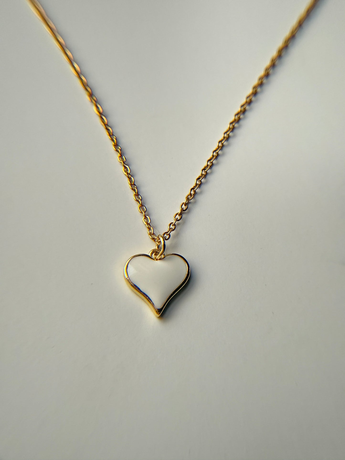 White Heart Charm Necklace