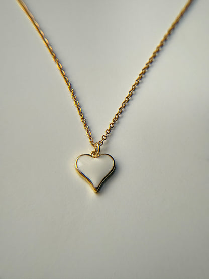 White Heart Charm Necklace