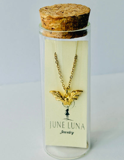 Gold Bat Charm Necklace